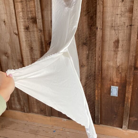 Satin Long Lace-up Slip Nightgown/lingerie with Slit - Picture 4 of 9